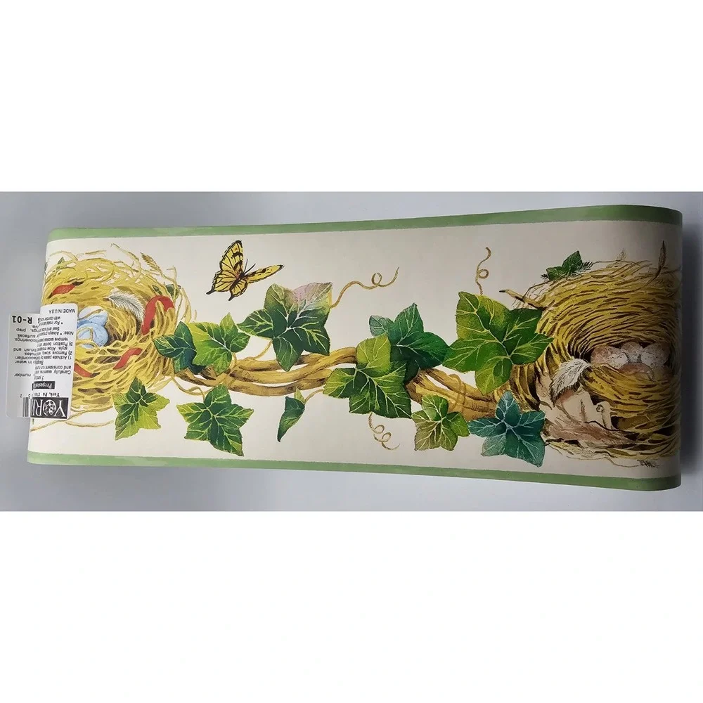 Vintage YORK Brand Prepasted Decorative Wall Border Bird Nest Ivy Butterfly Lot‎